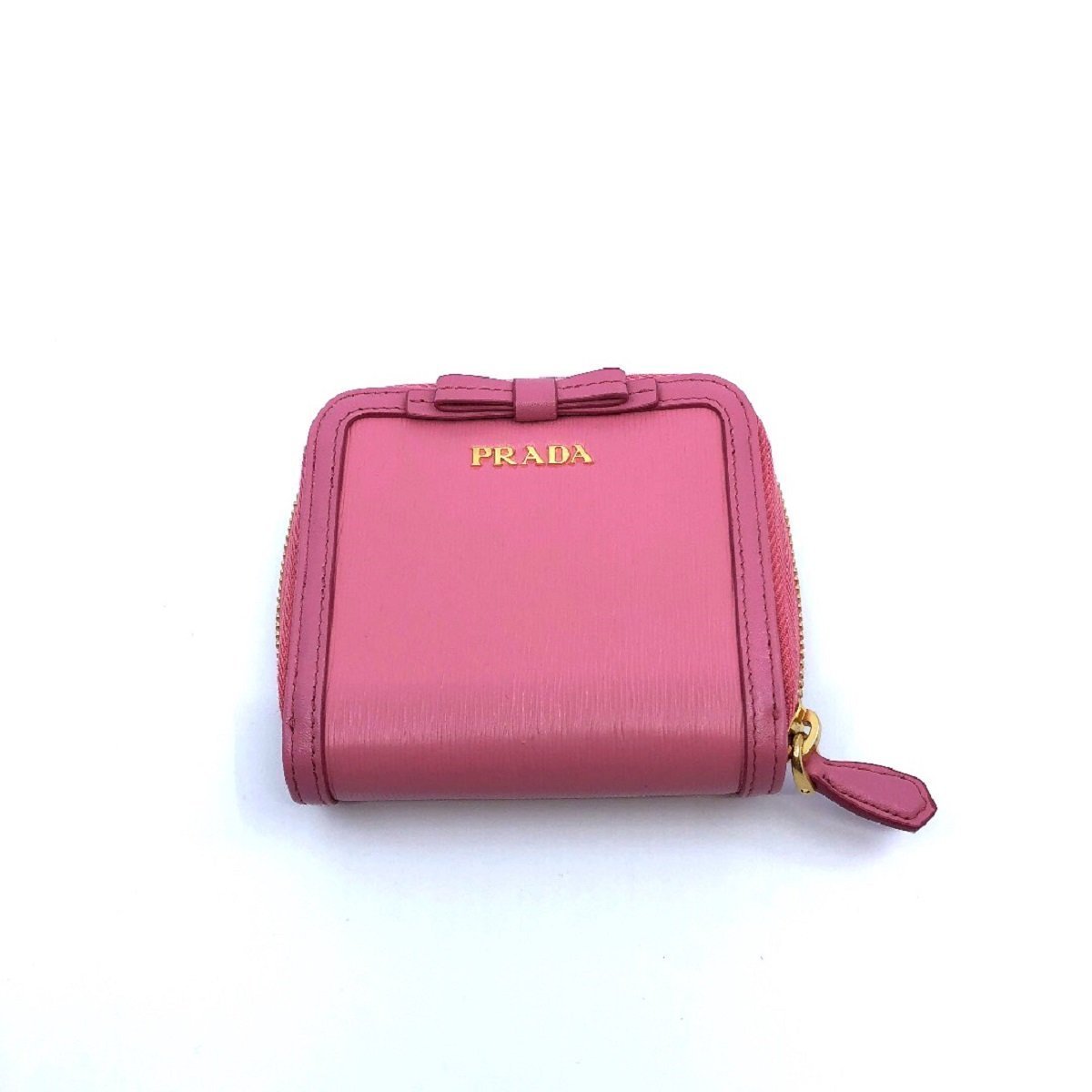 Prada Portafoglio Lampo Fuxia Light Pink Vitello Move Zip Flap Bow Wallet 1ML522