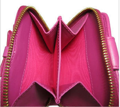 Prada Portafoglio Lampo Fuxia Pink Vitello Move Zip Flap Bow Wallet 1ML522