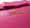 Prada Portafoglio Lampo Fuxia Pink Vitello Move Zip Flap Bow Wallet 1ML522