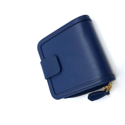 Prada Portafoglio Lampo Navy Blue Vitello Move Zip Flap Bow Wallet 1ML522