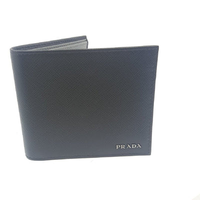 Prada Portafoglio Nero/Mercurio Saffiano Bicolo Leather Wallet 2MO513