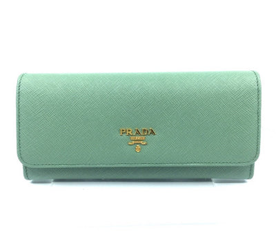 Prada Pattina Saffiano Aqua Blue Leather Continental Wallet, Women's 1MH132