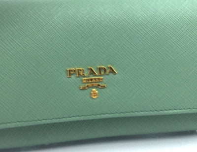 Prada Pattina Saffiano Aqua Blue Leather Continental Wallet, Women's 1MH132