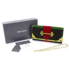 Prada Portafoglio Pattina Cammello Black and Green Velvet Ricamo Wristlet 1MH019