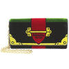 Prada Portafoglio Pattina Cammello Black and Green Velvet Ricamo Wristlet 1MH019