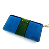 Prada Portafoglio Pattina Cammello Blue and Green Velvet Wristlet 1MH019