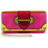 Prada Portafoglio Pattina Cammello Pink Velvet Ricamo Wristlet 1MH019