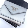 Prada Portafoglio Pattina Cromo Silver Vitello Move Envelope Flap Wallet 1MH021