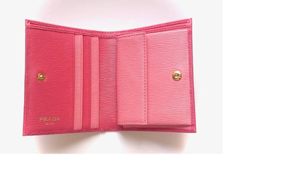 Prada Portafoglio Verticale Fuxia Geranio Vitello Move Leather Flap Wallet 1MV204