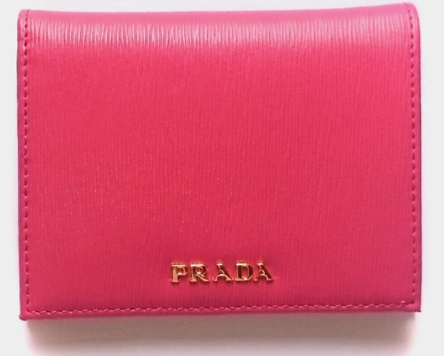 Prada Portafoglio Verticale Fuxia Geranio Vitello Move Leather Flap Wallet 1MV204