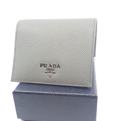 Prada Portafoglio Verticale Marmo Grey Saffiano Cuir Leather Flap Wallet 1MV204