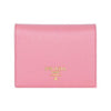 Prada Portafoglio Verticale Pink Geranio Vitello Move Leather Wallet 1MV204