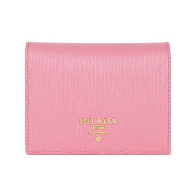 Prada Portafoglio Verticale Pink Geranio Vitello Move Leather Wallet 1MV204