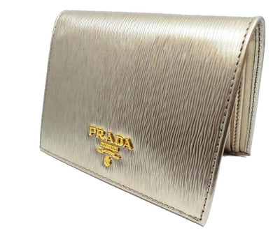 Prada Portafoglio Verticale Pirite Gold Vitello Move Leather Flap Wallet 1MV204