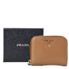 Prada Portamonete Vitello Move Caramel Beige Leather Zip Around Wallet 1MM268