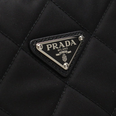 Prada Quilted Tessuto Nylon Chain Black Tote Shoulder Bag 1BG017